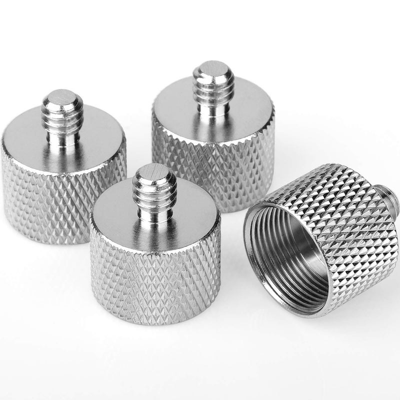 ChromLives Mic Stand Adapter, ChromLives Microphone Screw Adapter 1/4''-20 to 5/8''-27 Male to Female Threaded Mic Adapter, for Camera Monitor, Microphone Stand, 4 Pack (sliver) - Image 5